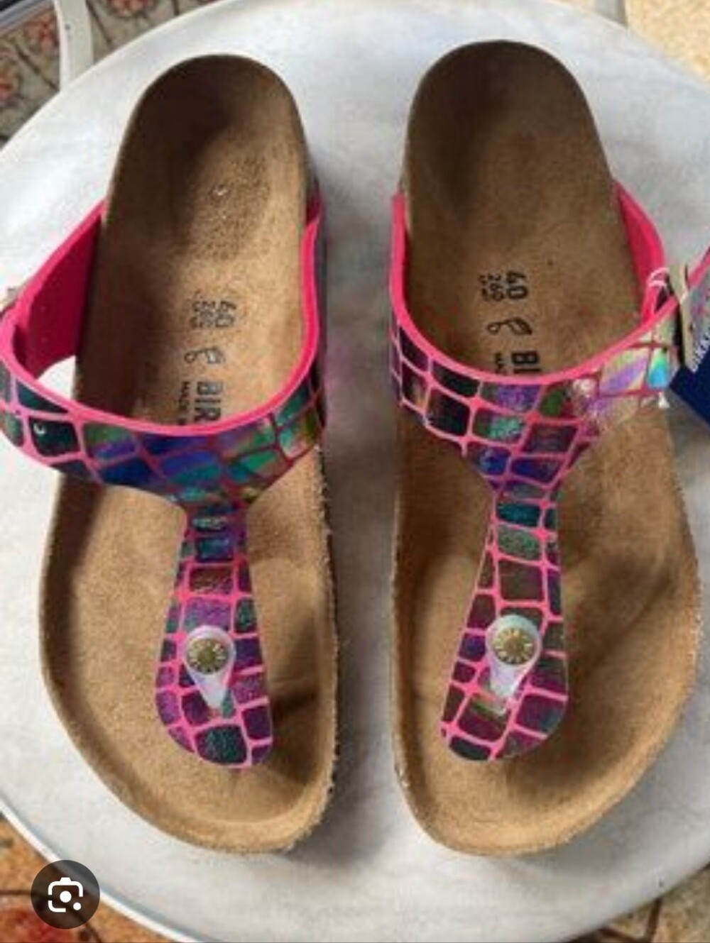 NWOB Birkenstock Gizeh Pink Mosaic Thong Sandals Pink Purple Sz 9